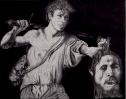 "DAVID e GOLIA "Riproduzione (dal Caravaggio)