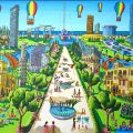 dipinti d'arte ingenua opere paesaggio urbano primitivo raphael perez pittore israeliano artista