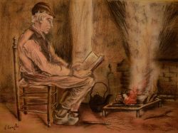 Uomo che legge accanto al fuoco (copia)